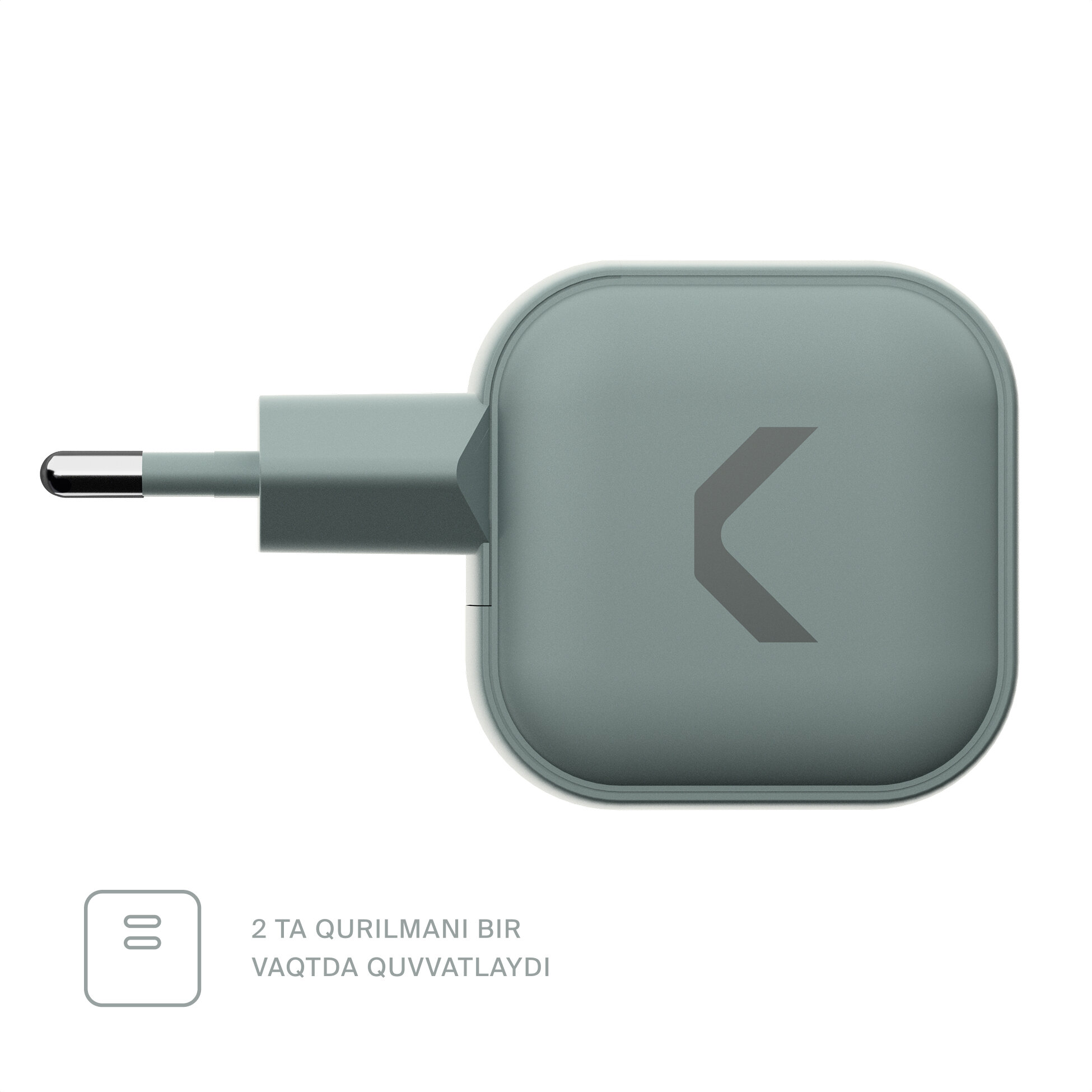 Быстрое зарядное устройство COMMO 45W Core Charger Dual USB-C, GaN, 45 Вт, COMMO Gray — фото 1