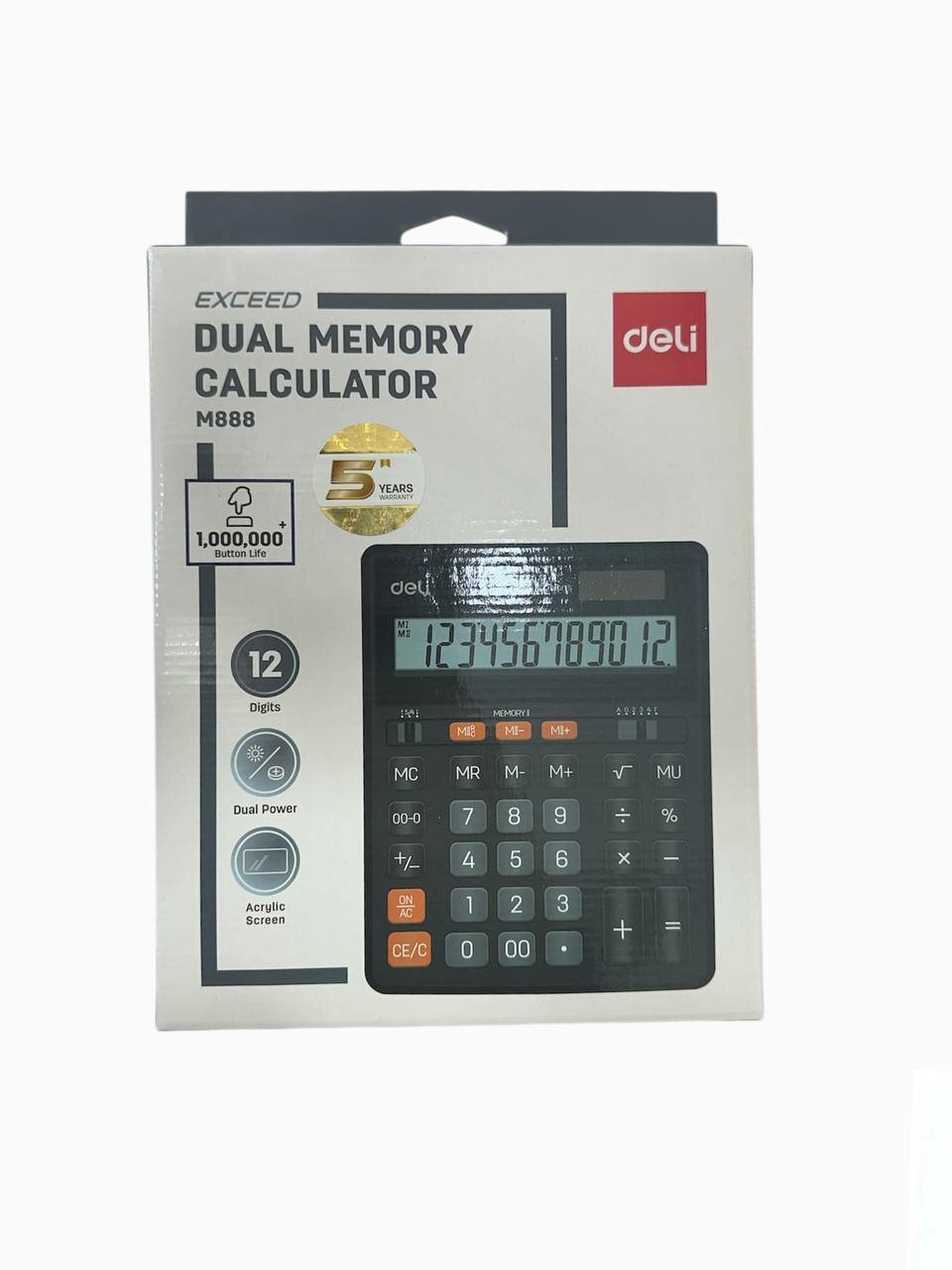 Калькулятор Deli M888, 12 функций, настольный, матричный дисплей
