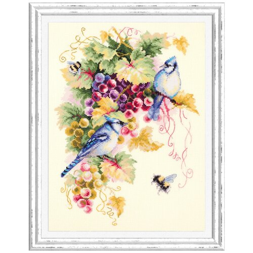 фото Набор для вышивания чудесная игла 130-022 сойки и виноград 25 х 35 см 1 шт.