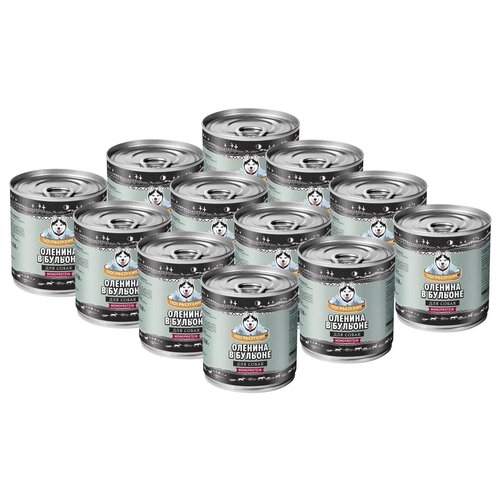 Влажный корм погрызухин монопротеиновые для взрослых собак с олениной в бульоне (338 гр х 12 шт)