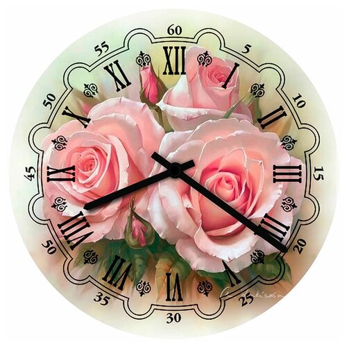 фото Svs настенные часы svs 4001025 flowers розовые розы