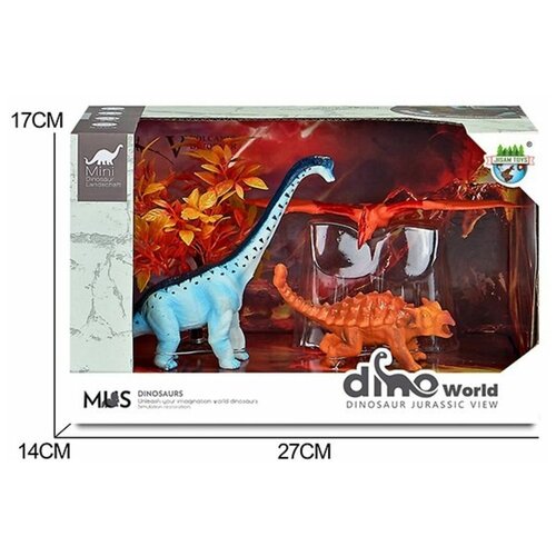 фото Набор динозавров 3шт +дерево в коробке наша игрушка