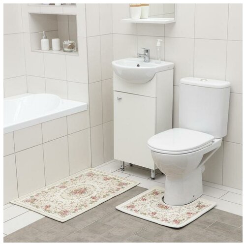 Набор ковриков для ванной и туалета SAVANNA «Розалия», 2 шт: 50×80 см, 40×50 см