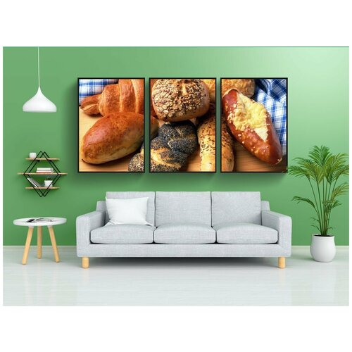 фото Набор модулных постеров для интерьера "буханка, булочка, хрустящий" 60x90 см. в тубусе, без рамки lotsprints
