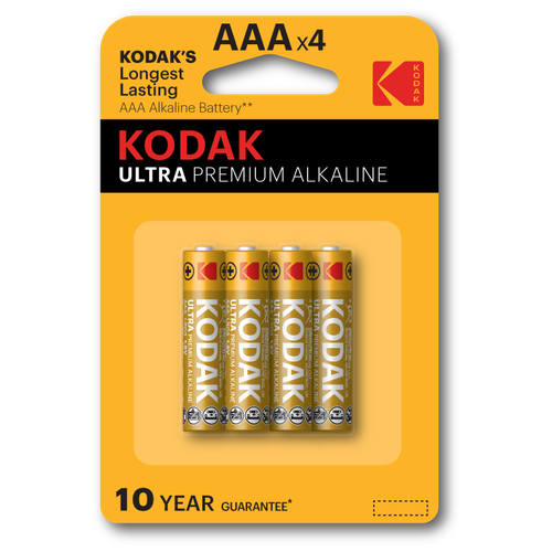 Батарейка Kodak Ultra Premium Alkaline AAA (LR03), в упаковке: 4 шт. батарейка kodak ultra premium alkaline aaa блистер 4 шт