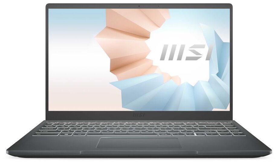 14 Ноутбук MSI Modern 14 B11MOU-636RU 1920x1080 Intel Core i5-1155G7 25 ГГц RAM 8 ГБ DDR4 SSD 512 ГБ Intel Iris Xe Graphics Windows 10 Home RU 9S7-14D334-636 серый
