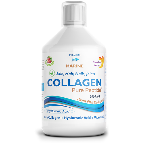 Морской пептидный коллаген Premium Marine Collagen SWEDISH NUTRA 5.000 мг питьевой (500 мл 33 порции)