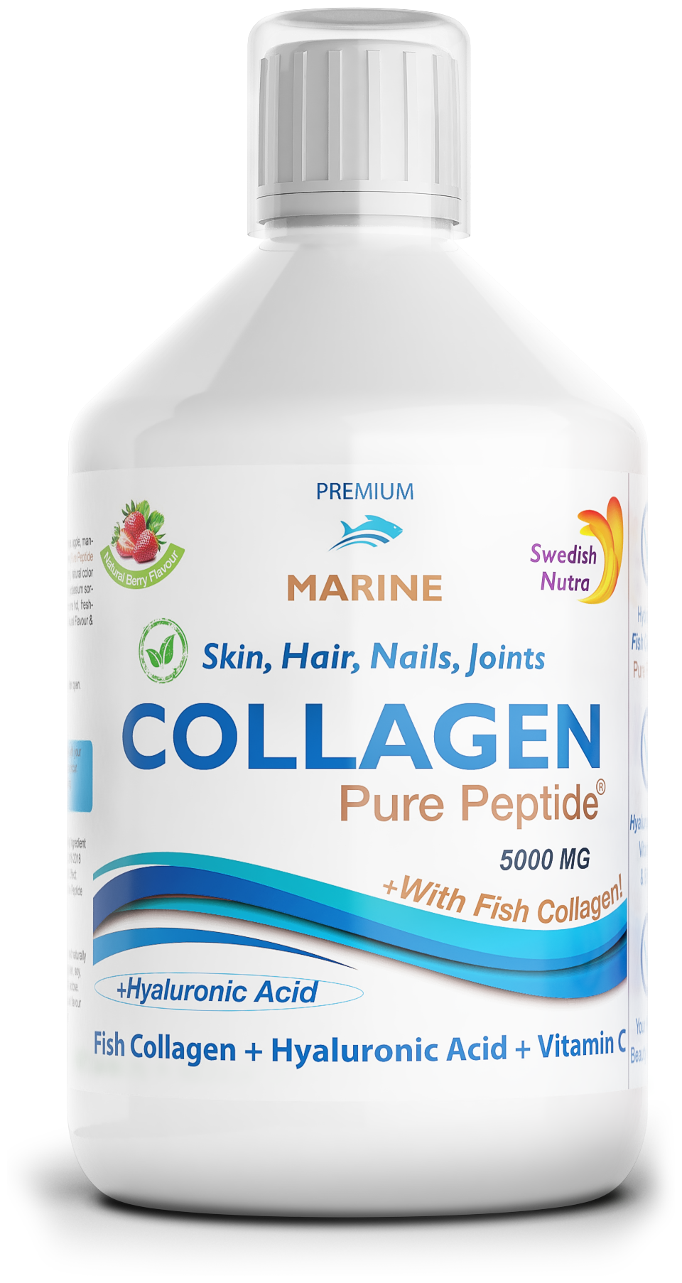 Морской пептидный коллаген Premium Marine Collagen SWEDISH NUTRA 5.000 мг питьевой (500 мл 33 порции)