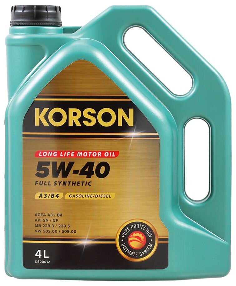 5W-40 FULL SYNTHETIC A3 B4 4л (синт. мотор. масло.) KORSON KS00012