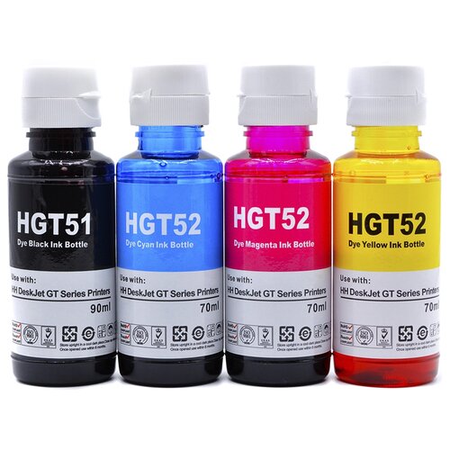 чернила syperfine для ink tank epson t6733a l800 70 ml magenta совместимый Чернила GT51/GT52 (GT 51/GT 52) для HP DeskJet-GT5810, 5820, 5822 / InkTank 110ser, 115, 310ser, 315, 319, 410ser, 415, 419, комплект 4 цвета