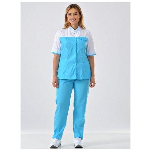 фото Костюм медицинский женский "марго" 107.1.0/4 (38/белый/голубой/тиси люкс) medicalwear