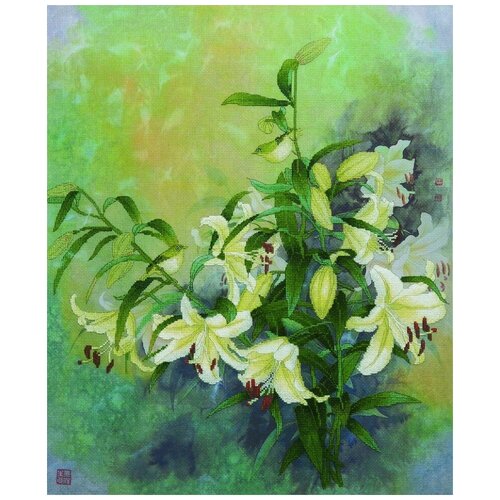 Набор для вышивания Лилия в зеленой оправе 52 х 43 см XIU Crafts 2800507