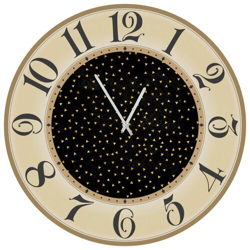 фото Svs настенные часы svs 3502141 черная абстракция в безевой рамке