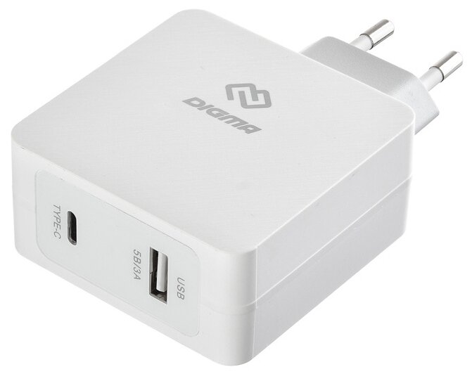 Сетевое зар./устр. Digma Dgpd-45w-wg QC3.0 5.5A PD универсальное кабель USB Type C белый (dgpd-45w-w