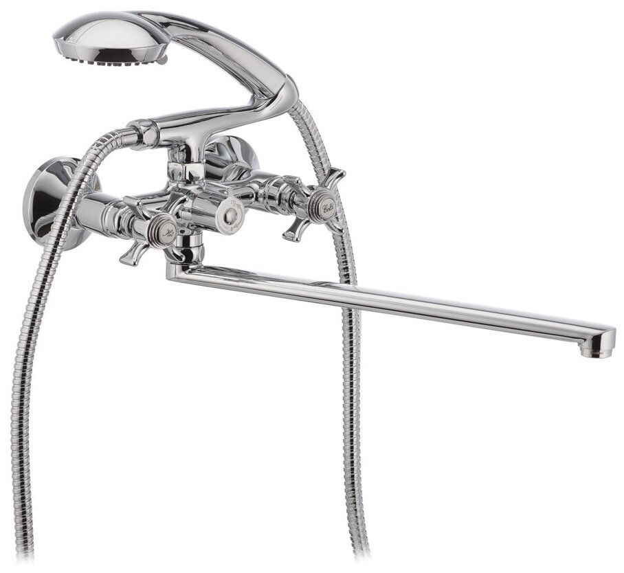 Смеситель на ванну с двумя ручками Mixxus Premium Faust 140 (100% латунь) 2224