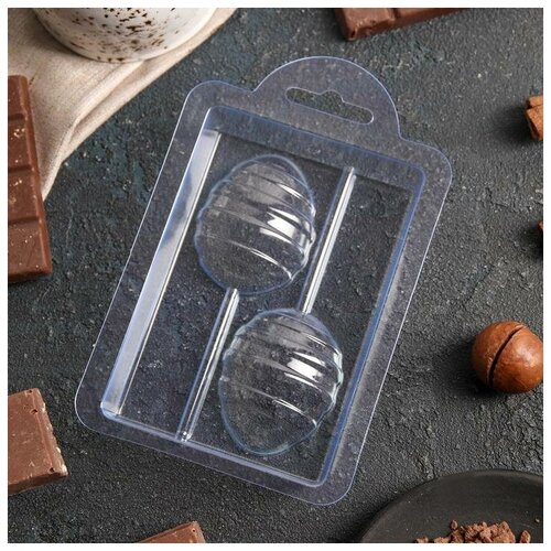 Форма для шоколада и конфет ТероПром 6827165 «Яйцо на палочке спиральное», 14×9 см, цвет прозрачный