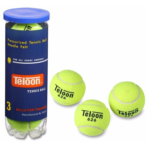 фото Мяч для большого тенниса teloon (3 шт в тубе) тренировочный супер 626т р3 желтый