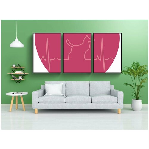 фото Набор модулных постеров для интерьера "экг, сердце, электрокардиограмма" 60x90 см. в тубусе, без рамки lotsprints