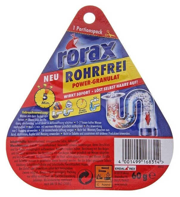 Rorax Чистящее средство в гранулах для сливных труб 60 гр - фотография № 13