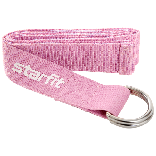 фото Ремень для йоги starfit core yb-100 180 см, хлопок, розовый пастель