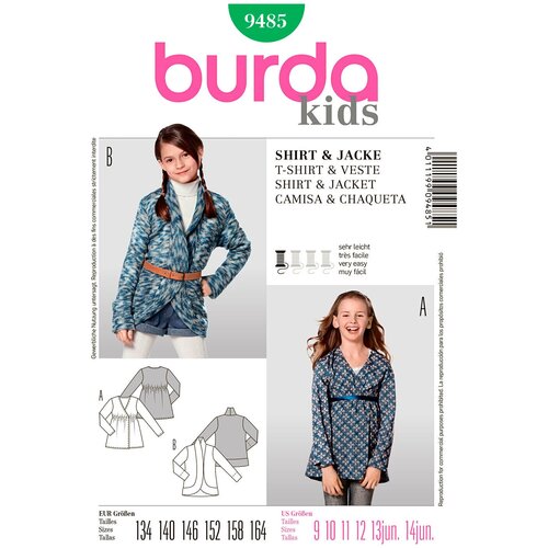 Выкройка Burda 9485-Жакет, Кофта