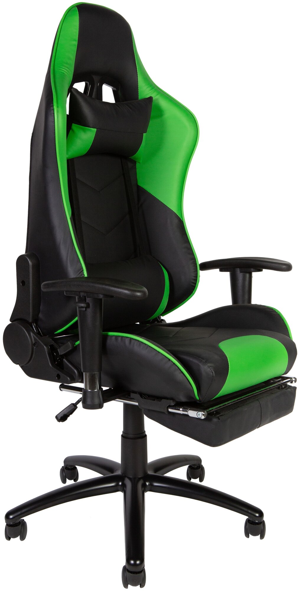 Компьютерное кресло NORDEN Lotus Gts реклайнер игровое, обивка: искусственная кожа, цвет: черный/зеленый - фотография № 1