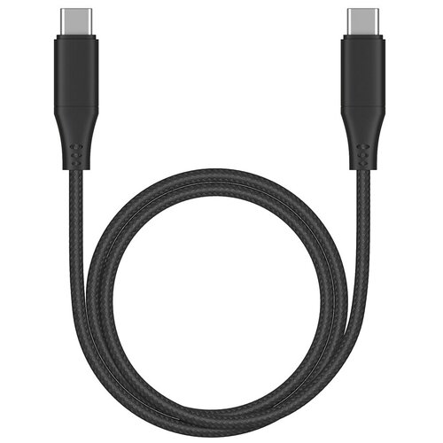 Дата-кабель USB-C - USB-C, 5A, 100W, 1м, ткань, черный, Deppa 72284