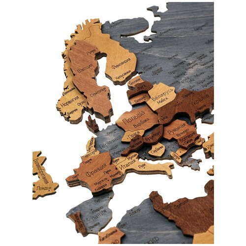 Многоуровневая 3D карта мира 160х85,см Rezlazer/ Географическая карта мира/ Декорация настенная/Карта мира из дерева