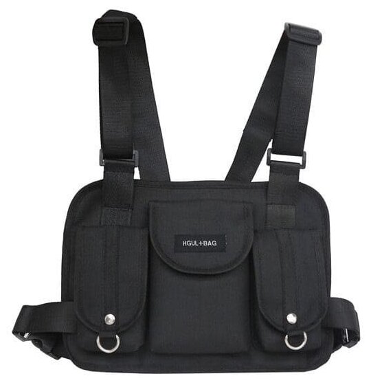 Нагрудная сумка бронежилет через плечо hgul+bag, цвет: черный