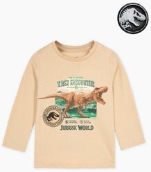 Бежевый лонгслив с принтом Jurassic World для мальчика Gloria Jeans, размер 5-6л/116