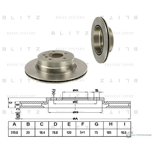 BLITZ BS0273 Диск тормозной задний вентилируемый