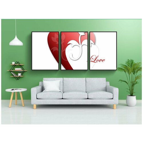 фото Набор модулных постеров для интерьера "сердце, любовь, png" 60x90 см. в тубусе, без рамки lotsprints