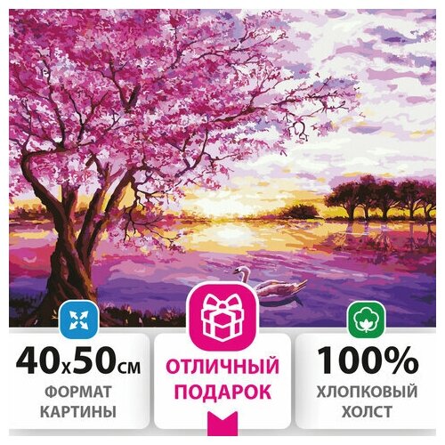 картина по номерам остров сокровищ 662494 цветущая сакура Картина Unitype по номерам 40х50 см - (1 шт)