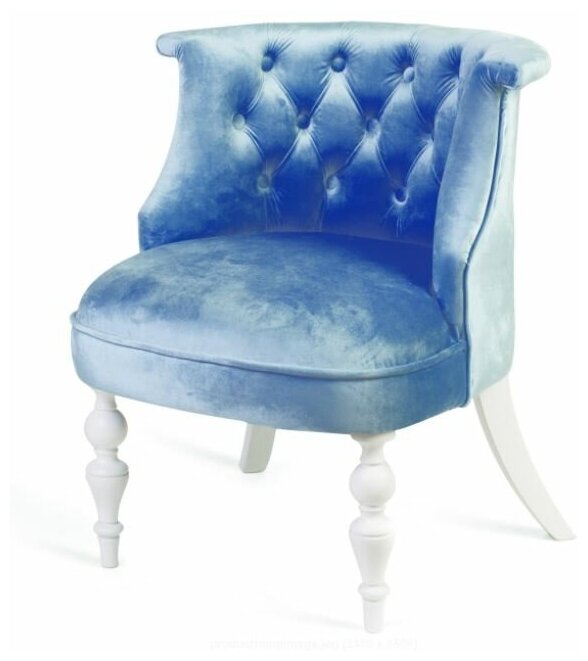 Деревянное кресло Бархат небесно-голубое с белыми ножками