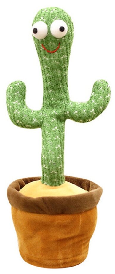 Мягкая игрушка Subor Twisted Dancing Cactus поющий Кактус Санта / Игрушка танцующий кактус Новый год / Интерактивная музыкальная игрушка-повторюшка Кактус, 30 см