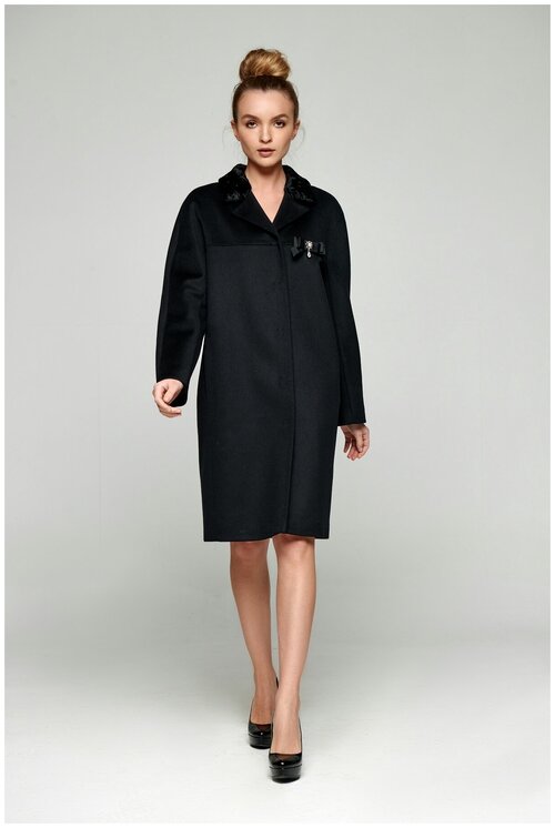 Пальто  EKATERINA ZHDANOVA, демисезон/зима, шерсть, силуэт прямой, средней длины, размер 44/164-172, черный