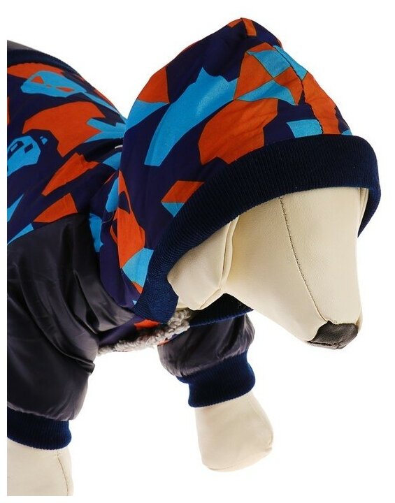 Комбинезон для собак на меховом подкладе с капюшоном, размер S - фотография № 4