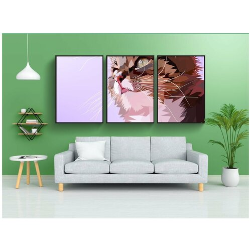 фото Набор модулных постеров для интерьера "животное, кошка, дизайн" 60x90 см. в тубусе, без рамки lotsprints