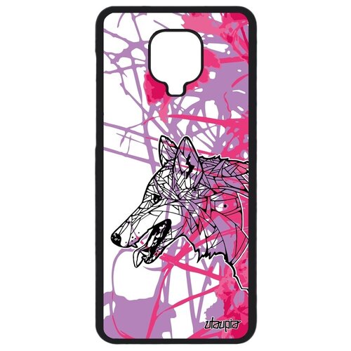 фото Стильный чехол на смартфон // xiaomi redmi note 9 pro // "волк" хищник злой, utaupia, розовый
