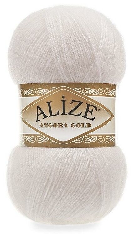 Пряжа Alize Angora Gold (Ангора Голд) 599 слоновая кость 20% шерсть, 80% акрил 100г 550м 5шт