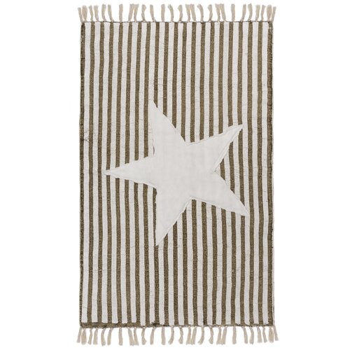 Ковер на пол 0,55 на 0,85 м в спальню, гостиную, безворсовый, бежевый JC International JHC-20 with stripes and star patch