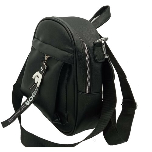 фото Рюкзак женский кожаный, молодежный, стильный, на каждый день, черный нет бренда