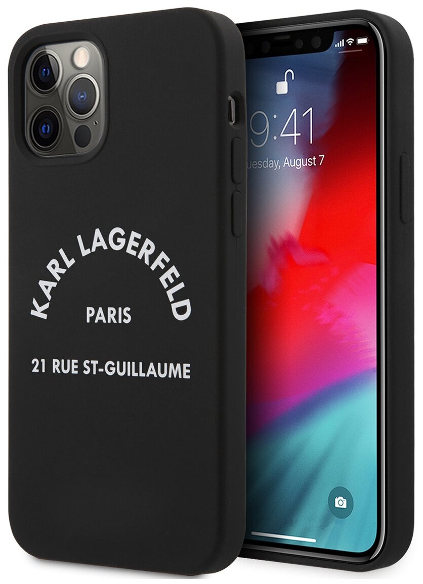 Lagerfeld для iPhone 12/12 Pro (6.1) чехол Liquid silicone RSG logo Hard Black, шт