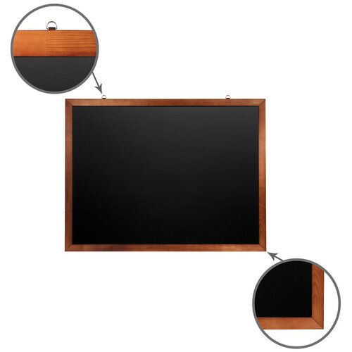 Доска для мела магнитная 90х120 см, черная, деревянная окрашенная рамка, Россия, B-B, 236893