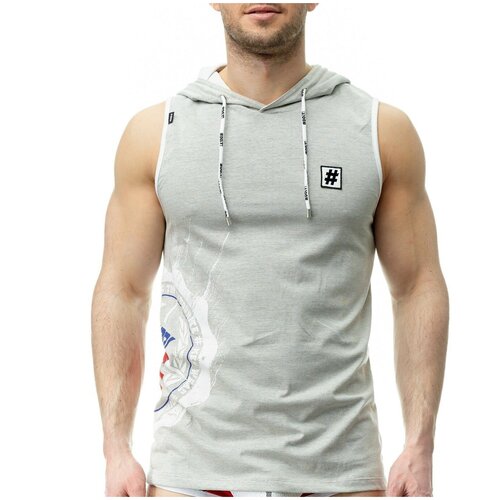 фото Майка - безрукавка с капюшоном / худи "hoodstar atf - grey melange" / doit! / серый / размер s