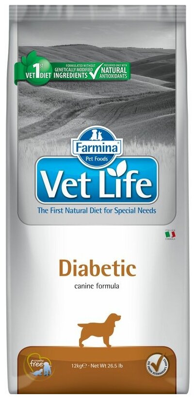Сухой корм для собак Farmina Vet Life Diabetic при сахарном диабете