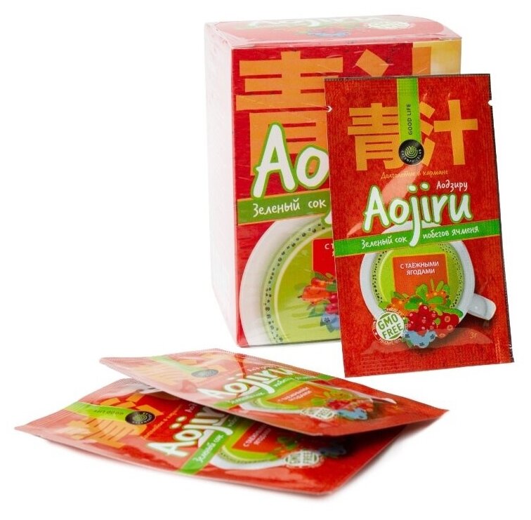 Аодзиру Тайга (зеленый сок побегов ячменя) GREENJUICELAB, индивидуальные пакетики 14 x 3гр.