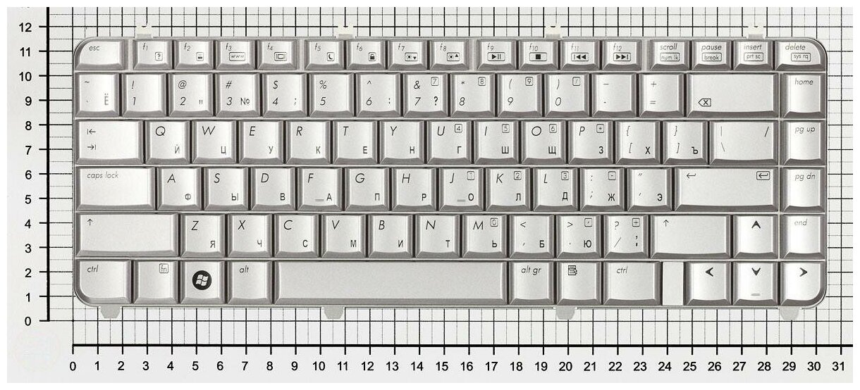 Клавиатура для ноутбука HP Pavilion dv5-1124ca серебристая