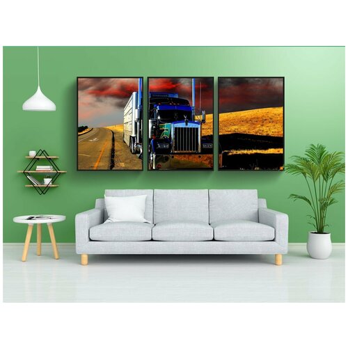 фото Набор модулных постеров для интерьера "транспорт, грузовая машина, слой солнца" 60x90 см. в тубусе, без рамки lotsprints