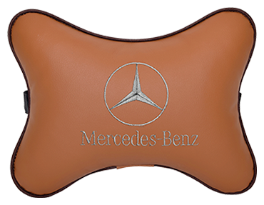 Автомобильная подушка на подголовник экокожа Fox с логотипом автомобиля MERCEDES-BENZ